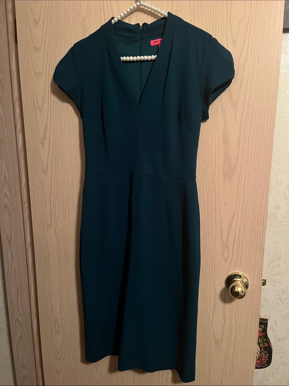 Betsey Johnson Teal Cap-Sleeve Fit-and-Flare Dress